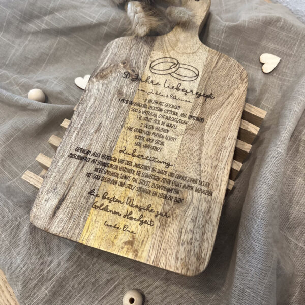 Dekobrett "50 Jahre Liebesrezept"